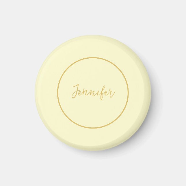 Moderne Farbkalligraphie aus Gold und Creme Schlic Magnet (Vorne)