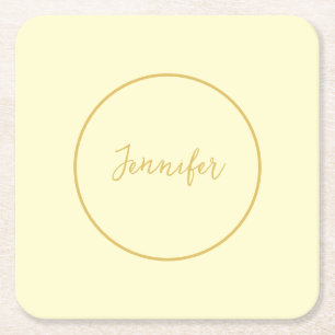 Moderne Farbkalligraphie aus Gold und Creme Schlic Rechteckiger Pappuntersetzer