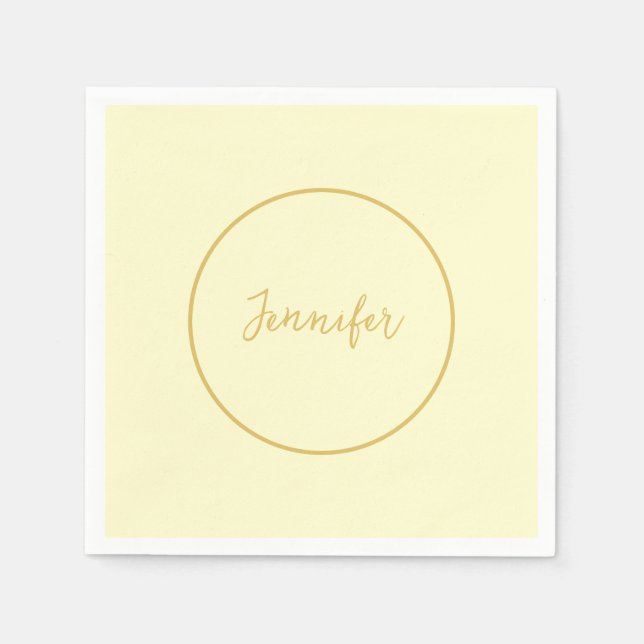 Moderne Farbkalligraphie aus Gold und Creme Schlic Serviette (Vorderseite)
