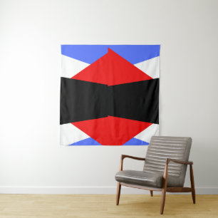 Moderne Farbkombination Rot & Blau & Schwarz & Wei Wandteppich