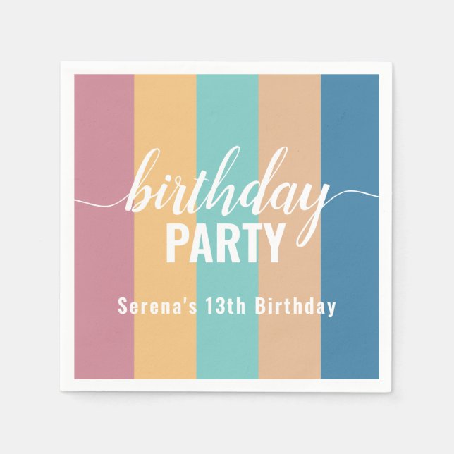 Moderne Farbschau zum Geburtstag Serviette (Vorderseite)