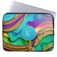 Moderne Farbschmuck Abstrakt & Gold Monogram
