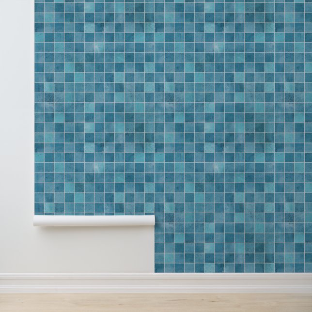 Moderne Farbtöne der blauen Keramik Fliesenstube Tapete (Anwendung)