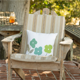 Moderne Farbtöne grüner Retroblumen Kissen