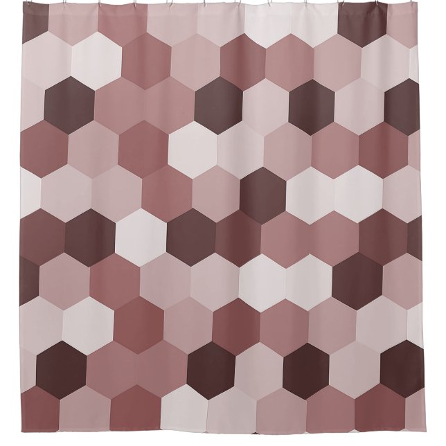 Moderne Farbtöne mit rötlich-brauner Hexagonaler G Duschvorhang (Vorderseite)