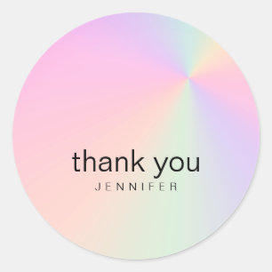 Moderne Farbverlauf bunte holografische Danke Runder Aufkleber