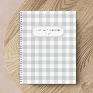 Moderne Farmhouse-Graue Buffalo-Check-Rezept Notizbuch