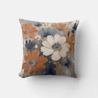 Moderne Farmhouse Navy Blau Gebranntes Orange Flor Kissen