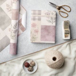 Moderne Farmhouse-Pastell-Lila-Quilt-Patchwork  Geschenkpapier