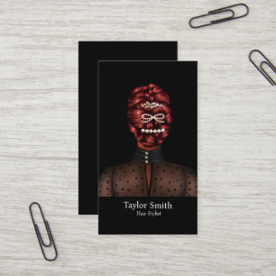 Moderne Fashion Girl Hair Stylist Business Card Visitenkarte