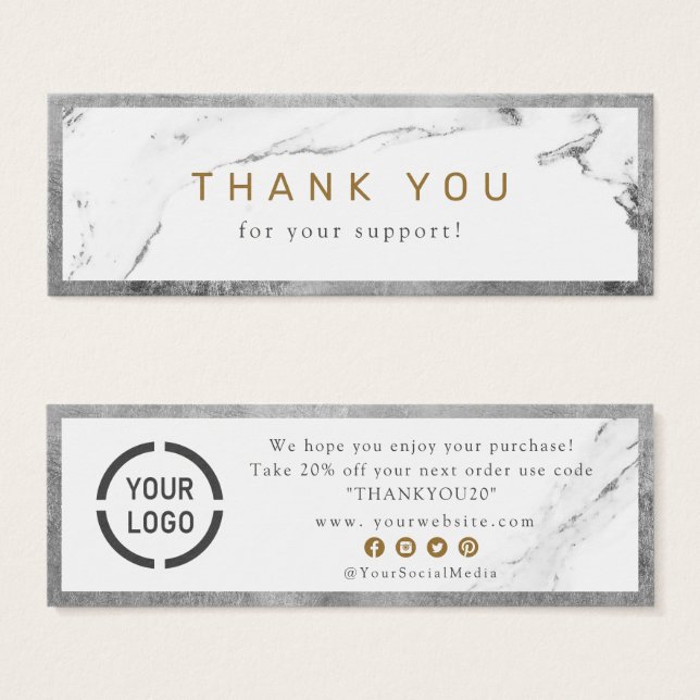 Moderne faux argent marbre luxe affaires merci (Devant & derrière)