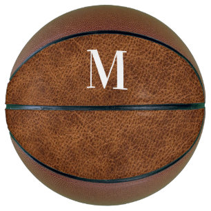 Moderne Faux-Braunleder-Monogramm Basketball
