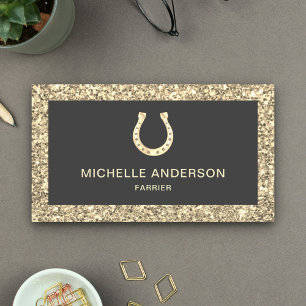 Moderne Faux-Cream-Glitter-Hufeisen-Schmiedin Visitenkarte