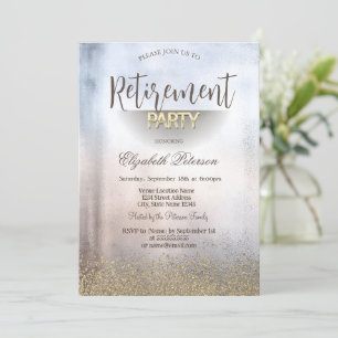 Moderne Faux-Gold-Diamanten Metallisch  Ruhestand Einladung