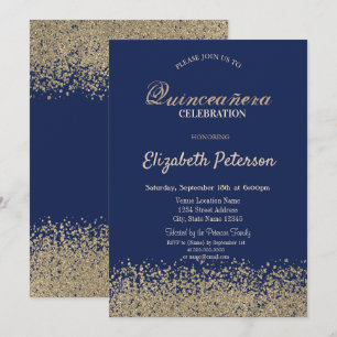 Moderne Faux-Gold-Diamanten Quinceañera Einladung