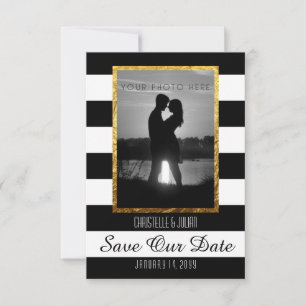 Moderne Faux Gold Schwarz Weiß Save The Date Foto