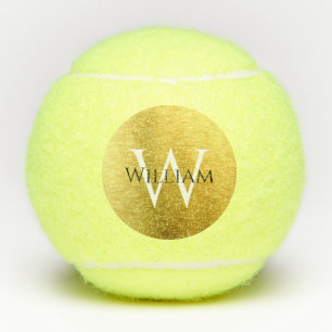 Moderne Faux-Goldfolien-Monogramm-Initialen mit in Tennisbälle