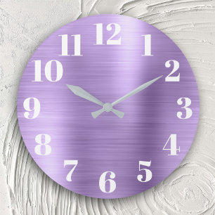 Moderne Faux-Licht-Amethyst-Purple-Folie Große Wanduhr