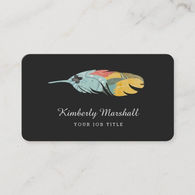 Moderne Feather Business Cards / Grau Aqua Visitenkarte (Vorderseite)