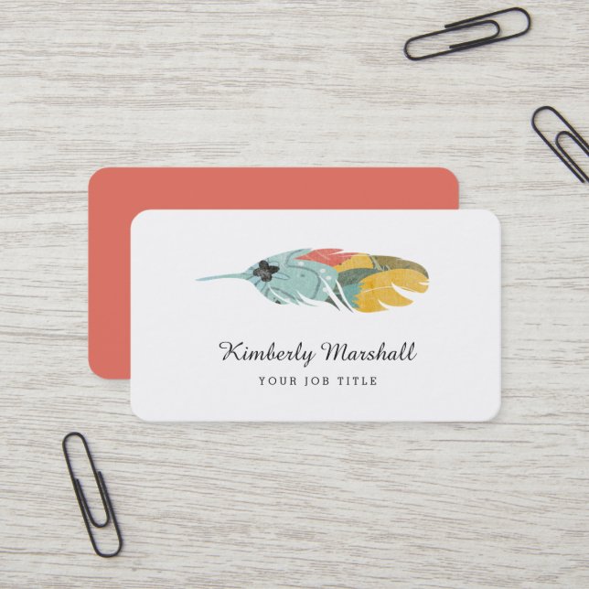 Moderne Feather Business Cards / Melon Visitenkarte (Vorderseite/Rückseite Beispiel)