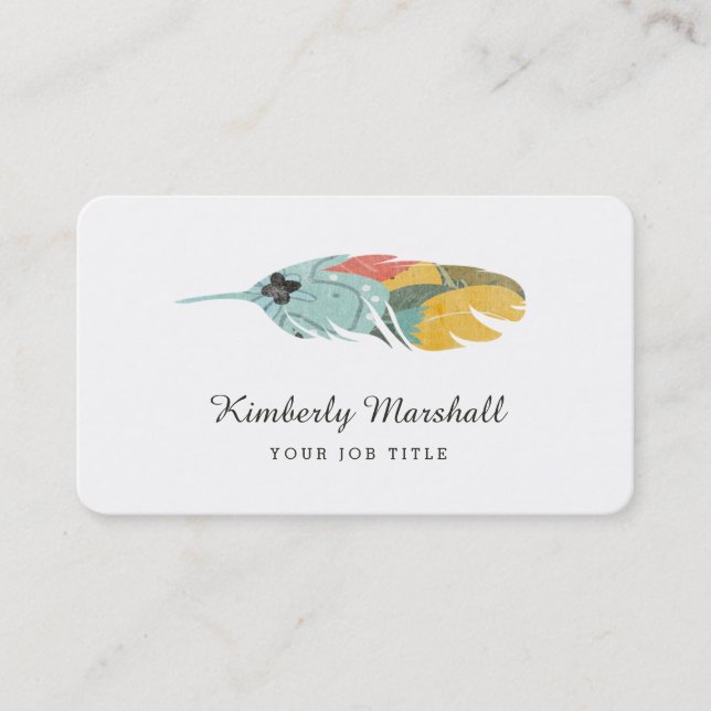 Moderne Federn Business Cards / Chalkboard Visitenkarte (Vorderseite)