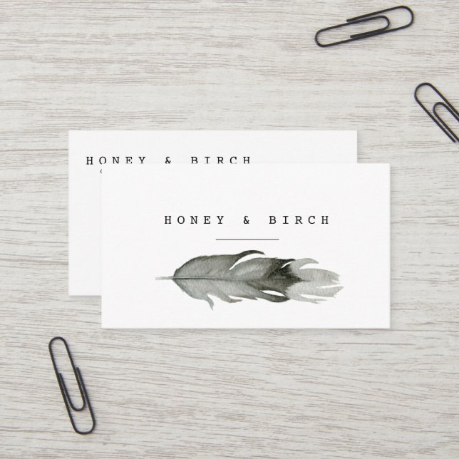 Moderne Federn Watercolor Business Card Visitenkarte (Vorderseite/Rückseite Beispiel)
