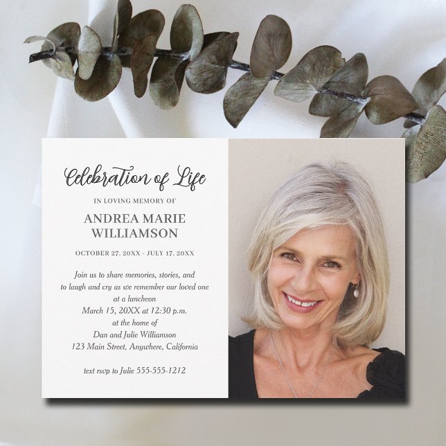 Moderne Feier zum Foto des Lebens Einladung (Elegant funeral Celebration of Life photo invitations, PRINTED and/or INSTANT DOWNLOAD)