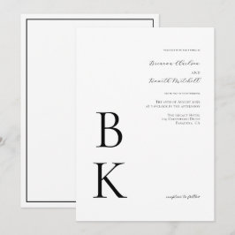 Moderne, feine schwarze Monogramm-Typografie-Hochz Einladung