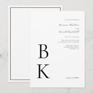 Moderne, feine schwarze Monogramm-Typografie-Hochz Einladung