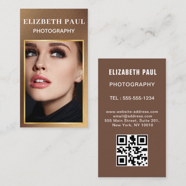 Moderne, feine, stilvolle Typografie, qr-Code Visitenkarte (Vorne/Hinten)