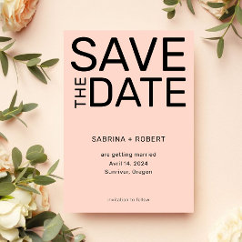 Moderne, feine Typografie Blush Pink Wedding Save The Date