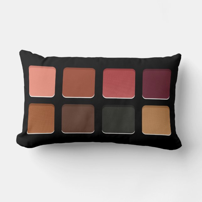 Moderne Feminine Dark Warm Brown Makeup Pallete Lendenkissen (Vorderseite)