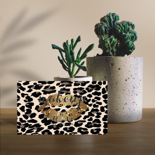 Moderne, feminine, elegante Leopardenprint glänzen Visitenkarte
