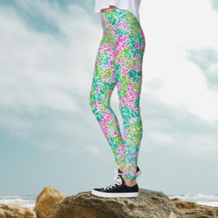 Moderne feminine farbenfrohe botanische Wasserfarb Leggings
