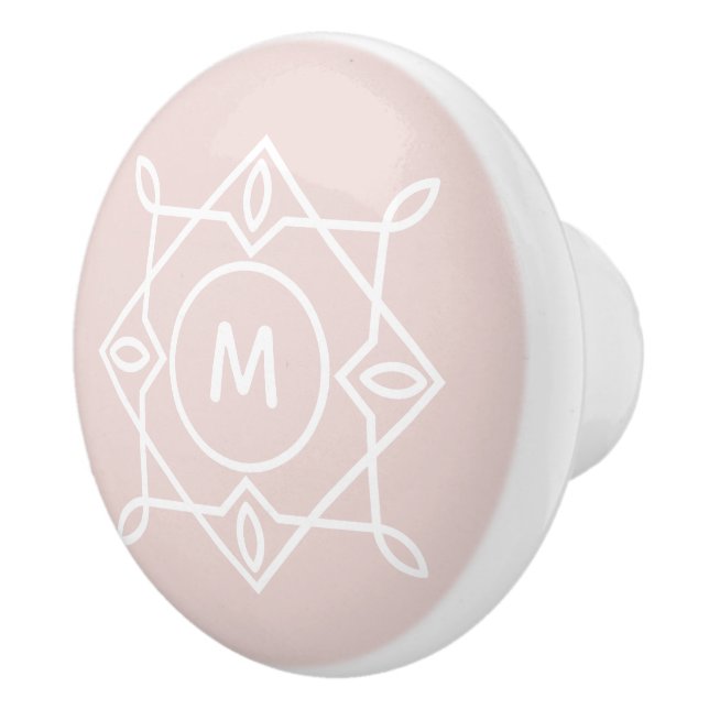 Moderne Feminine-Monogramm-Rahmen Pastellfarben Ro Keramikknauf (Rechts)