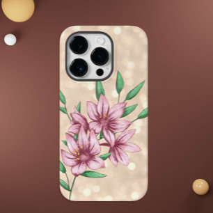 Moderne feminines Rosa-Blumenmuster Case-Mate iPhone 14 Pro Hülle