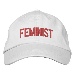 Moderne feministisch-rot-grau bestickte baseballkappe