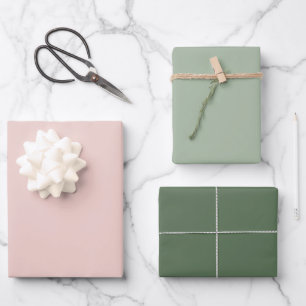 Moderne Ferien Blassrosa Weihnachtsgrün Schatten Geschenkpapier Set