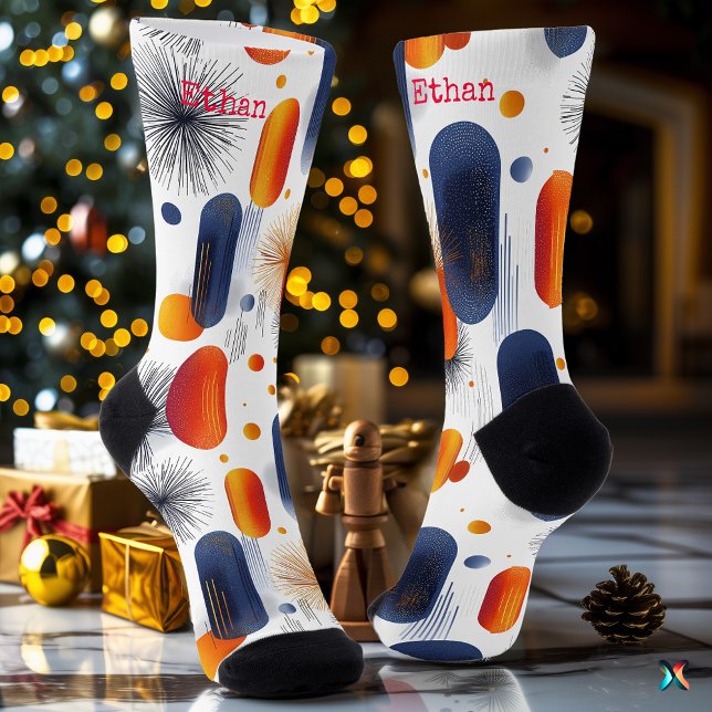 Moderne FestivSocken mit Abstraktem Blau und Orang Socken (Von Creator hochgeladen)