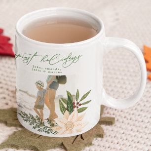 moderne festliche Flora Frohe Feiertage Foto Kaffeetasse