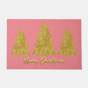 Moderne festliche goldene glänzende Glitzer-Baum m Fußmatte