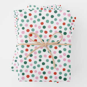Moderne Festliche Punkte-Muster Weihnachten Geschenkpapier Set