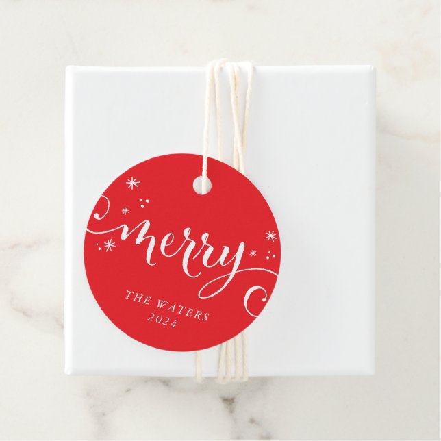 MODERNE Festspielkalligraphie Glitzern Rot Geschenkanhänger (Beispiel)