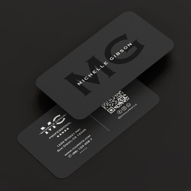 Moderne fett Berufliche Monogram Black Initials Visitenkarte (Modern Bold Professional Monogram Black Initials Business Card
)
