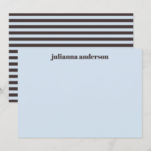 Moderne fett blaue braune Streifen personalisierte Mitteilungskarte