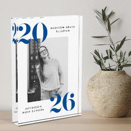 Moderne, fett blaue Klasse des Abschlusses 2025 Fotoblock