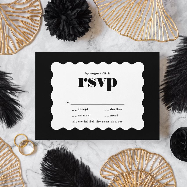 Moderne, fett skalierte Schwarz-weiße Hochzeit an  RSVP Karte (Von Creator hochgeladen)