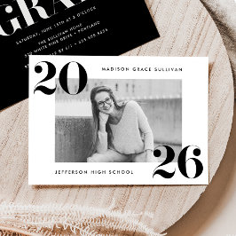 Moderne, fette 2025-Black Foto Graduation Party Einladung