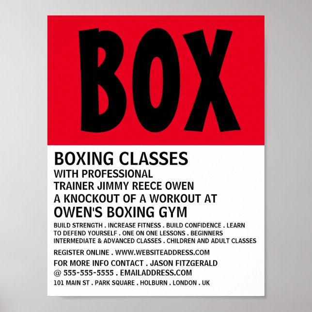 Moderne, fette Boxing-Klassenwerbung Poster (Vorne)