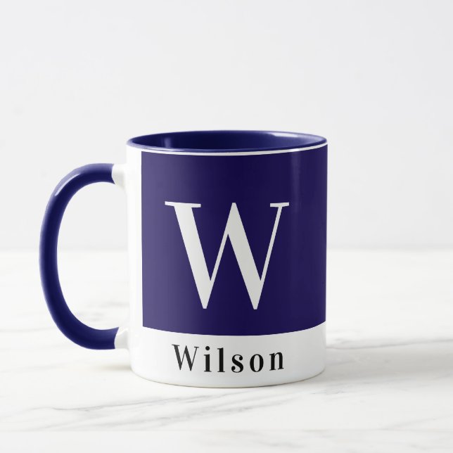 Moderne fette Farbblocknacht blauer personalisiert Tasse (Links)